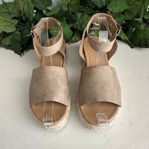 Womens UNR8ED Beige Ankle Strap Espadrille Platform Sandals